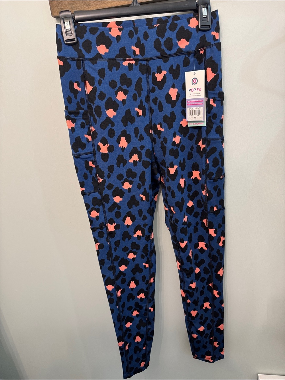 NWT! POP Fit Blue Leopard-Print Leggings